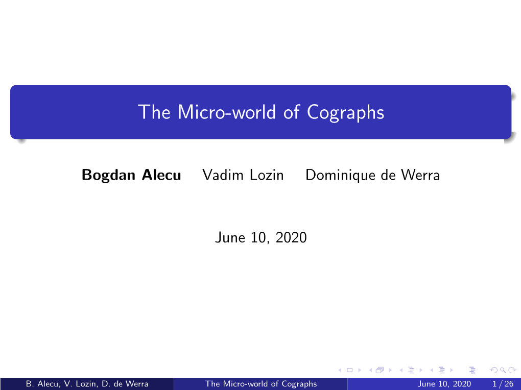 The Micro-World of Cographs