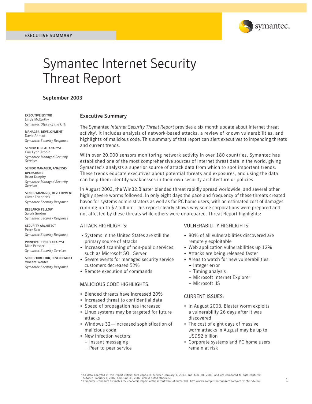 Symantec Internet Security Threat Report