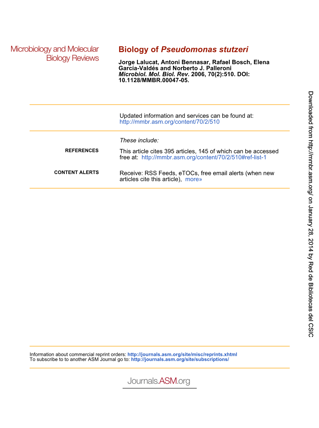 Pseudomonas Stutzeri Biology Of