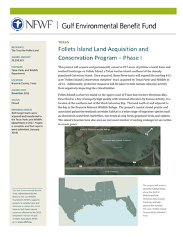 Follets Island Land Acquisition and Conservation Program – Phase I
