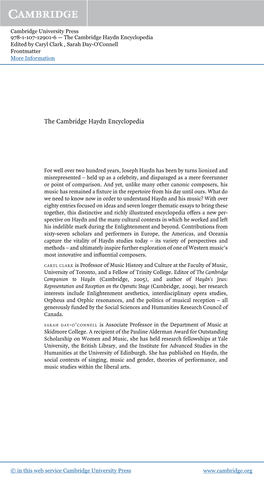 The Cambridge Haydn Encyclopedia Edited by Caryl Clark , Sarah Day-O'connell Frontmatter More Information