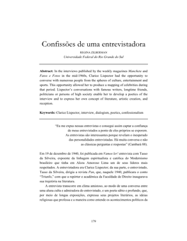 Confissões De Uma Entrevistadora REGINA ZILBERMAN Universidade Federal Do Rio Grande Do Sul