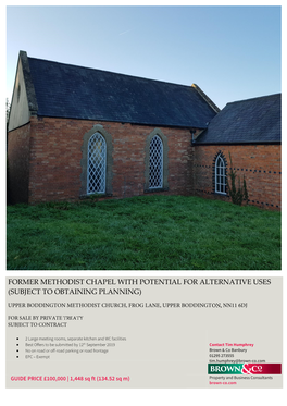 Former Methodist Chapel with Potential for Alternative Uses (Subject to Obtaining Planning)