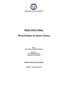 TESIS DOCTORAL Three Essays on Game Theory