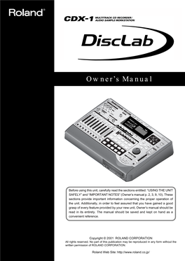 Roland CDX-1 Owner's Manual