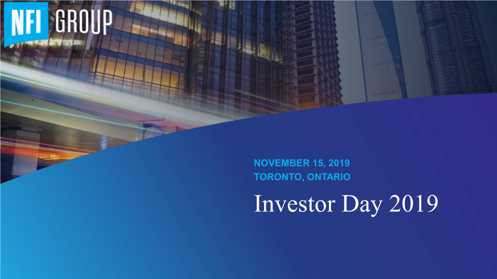 Investor Day 2019 AGENDA Toronto | November 15, 2019 9:00 Am Introduction Stephen King