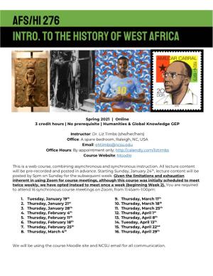 AFS/HI 276 Intro. to the History of West Africa