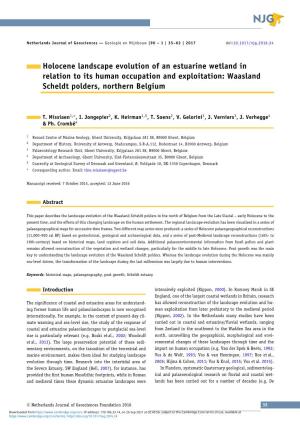 Holocene Landscape Evolution of an Estuarine Wetland in Relation to Its Human Occupation and Exploitation: Waasland Scheldt Polders, Northern Belgium