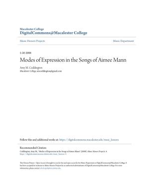 Modes of Expression in the Songs of Aimee Mann Amy M