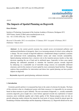 The Impacts of Spatial Planning on Degrowth