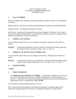Planning Commission Minutes October 19, 2011