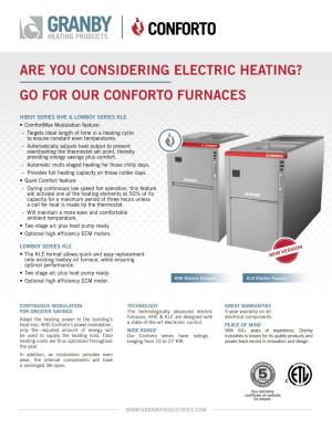 Are You Considering Electric Heating? Go for Our Conforto Furnaces