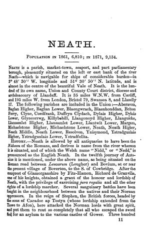 NEATH Is a Parish, Market-Town, Seaport, and Part Parliamentary