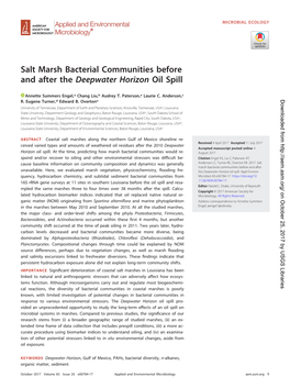 Salt Marsh Bacterial Communities Before and After the Deepwater Horizon Oil Spill