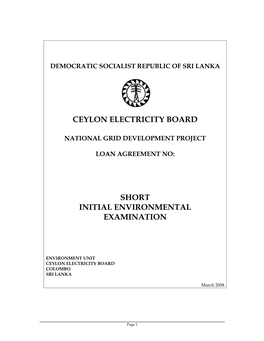 Ceylon Electricity Board Short Initial Environmental