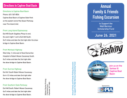 Directions to Captree Boat Basin Annual Family & Friends Fishing