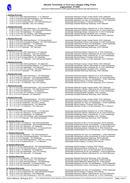 Aktuelle Terminliste: U 15 (C-Jun.) Gruppe 2 Nbg.-Frahö Liganummer: 311299 Bayerischer Fußball-Verband E.V., BFV-Ligaverwaltung Im Internet Unter