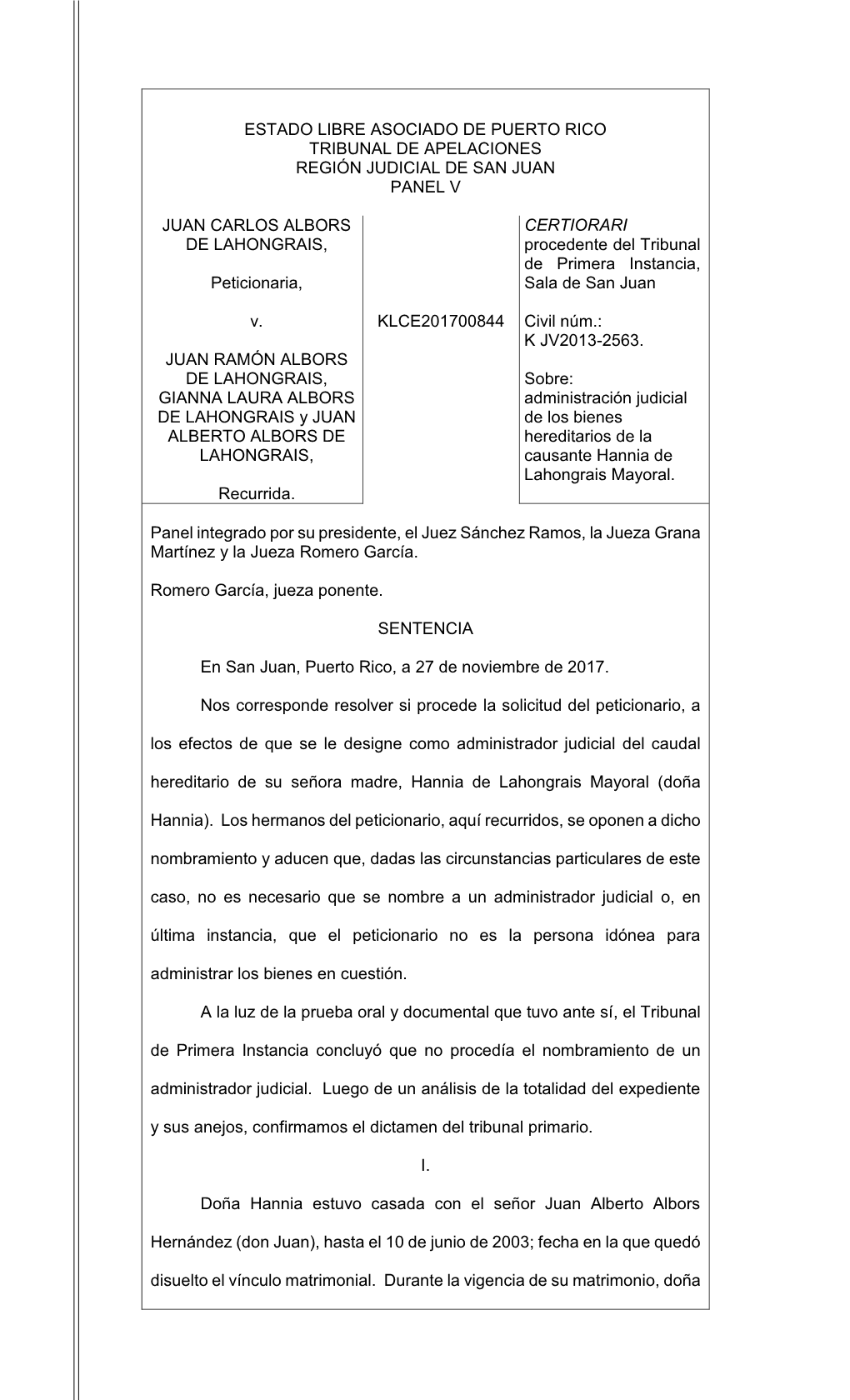 Estado Libre Asociado De Puerto Rico Tribunal De Apelaciones Región Judicial De San Juan Panel V