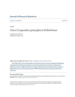 Grice Cooperative Principles in Kabul Times Sayedrahman Sial Sr.Sial Shanghai Jiao Tong University