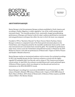 About Boston Baroque (PDF)