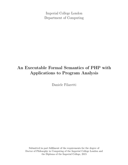 An Executable Formal Semantics of PHP with Applications to Program Analysis