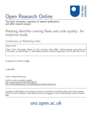 Relating Identifier Naming Flaws and Code Quality