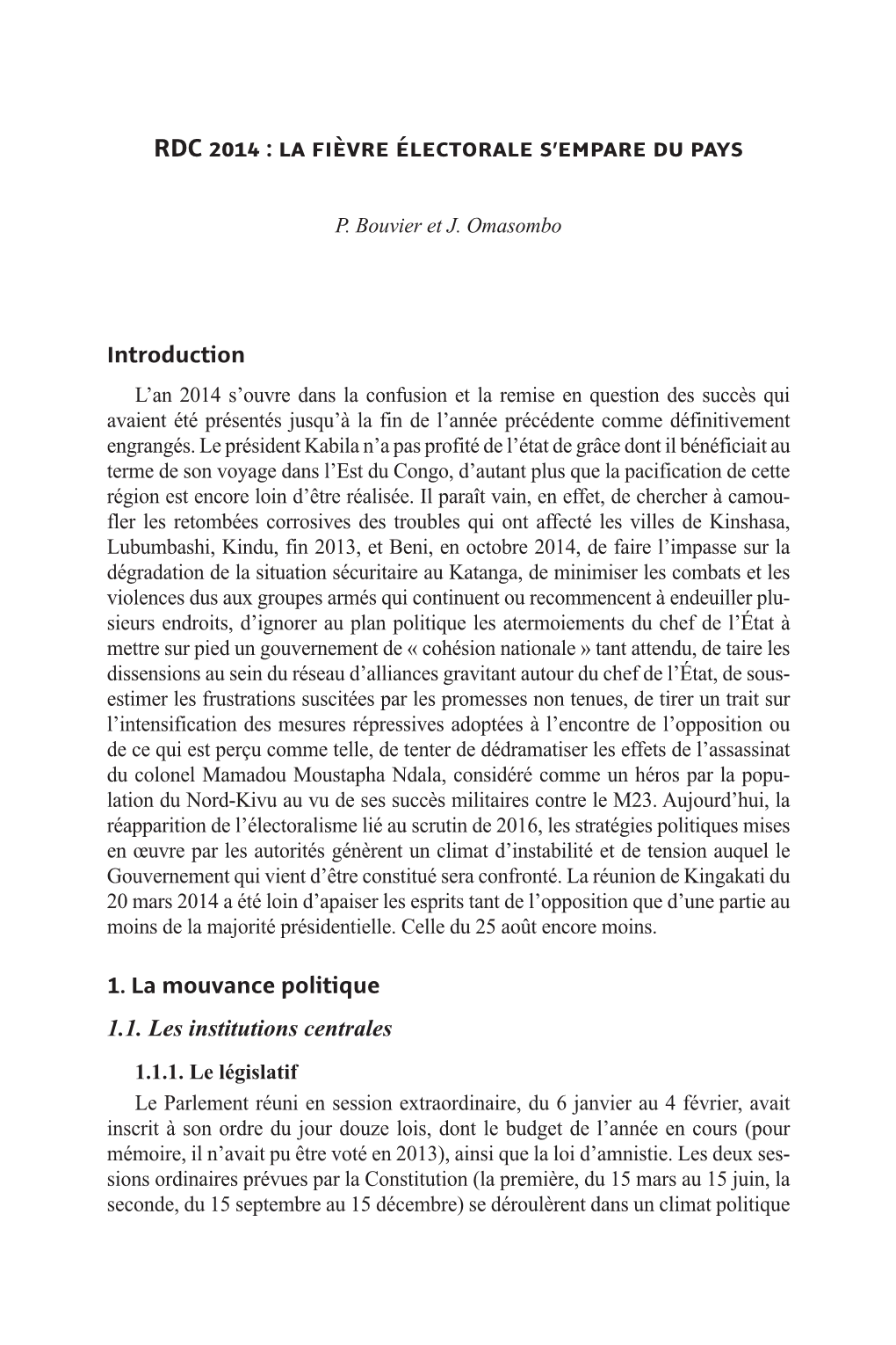 RDC 2014 : La Fièvre Électorale S’Empare Du Pays