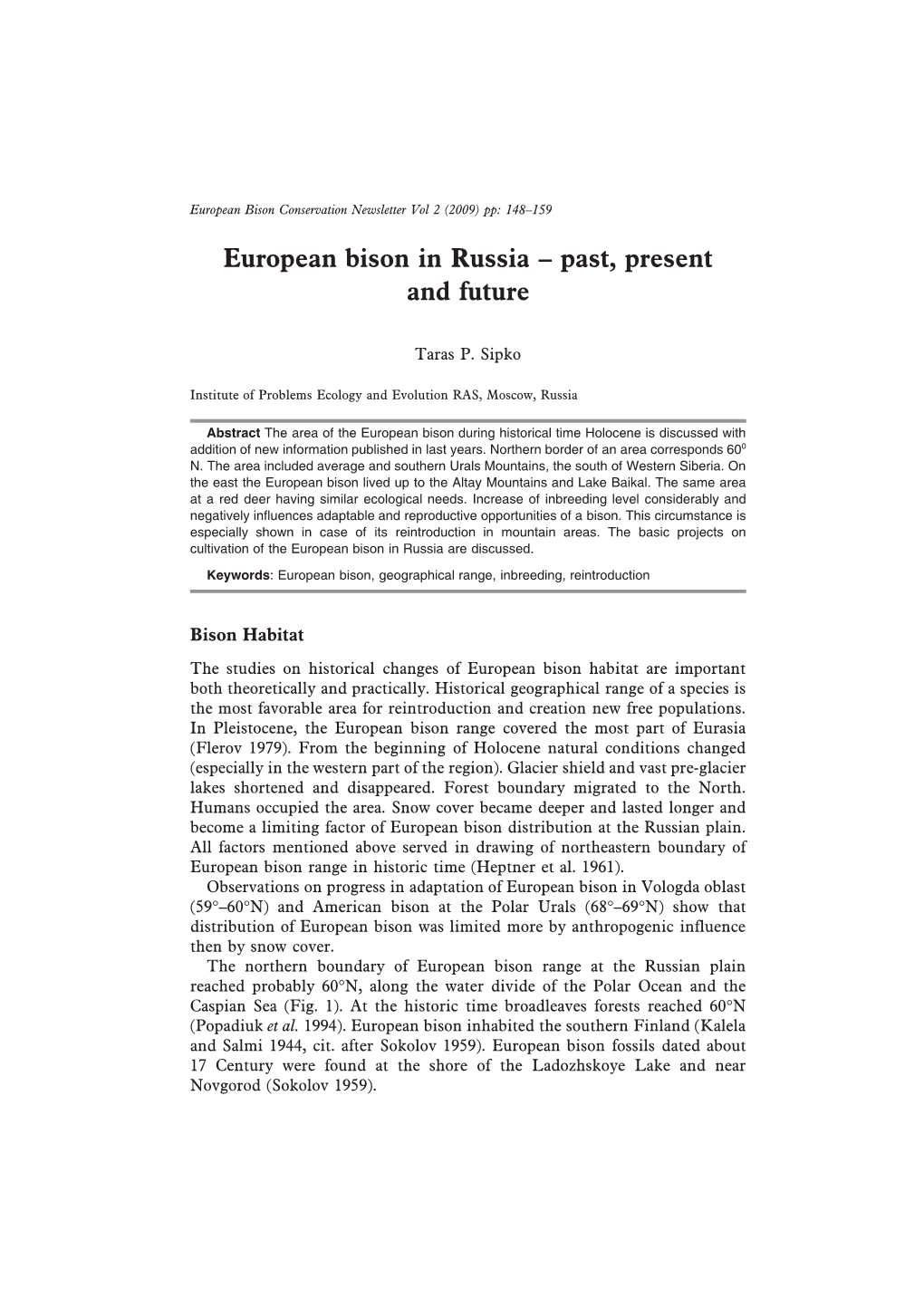 European Bison in Russia – Past, Present and Future