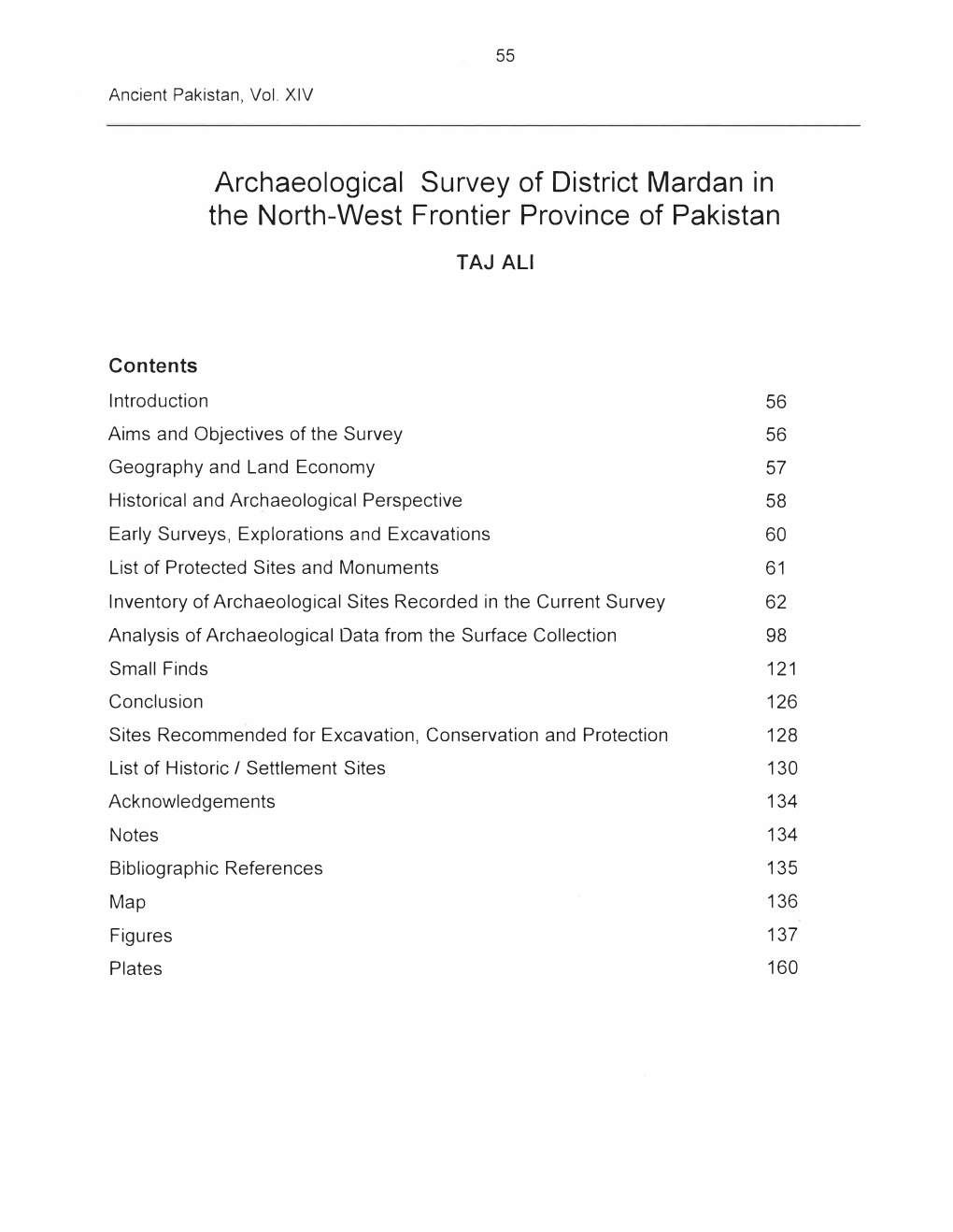 Archaeological Survey of District Mardan in the North-West Frontier Province of Pakistan