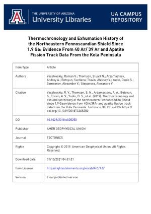 Thermochronology and Exhumation History of The