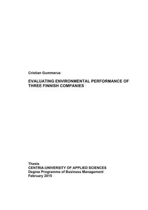 Evaluating Environmental Performance of Three Finnish Companies