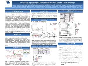 Citrullination a Potential Post-Translational Modification Linked to TDP-43 Pathology Patricia Rocha-Rangel1, Zainuddin Quadri1, Dale Chaput3, Daniel C