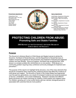 Protecting Children from Abuse: Promoting Safe & Stable Families