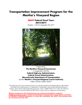 Transportation Improvement Program for the Martha's Vineyard Region