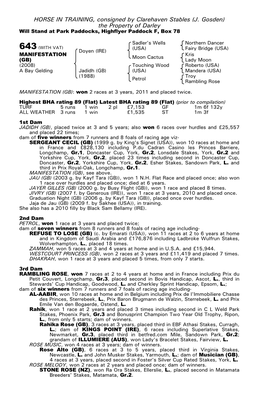 HORSE in TRAINING, Consigned by Clarehaven Stables (J. Gosden) the Property of Darley Will Stand at Park Paddocks, Highflyer Paddock F, Box 78