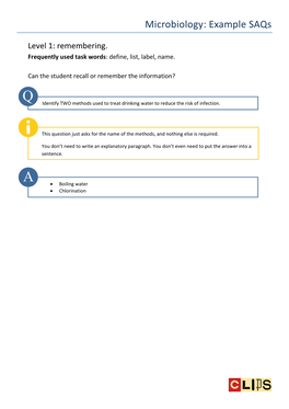 Microbiology: Example Saqs