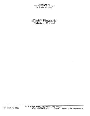 Pflash Phagemids Technical Manual