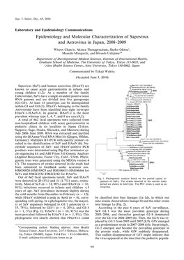 Epidemiology and Molecular Characterization of Sapovirus and Astrovirus in Japan, 20082009