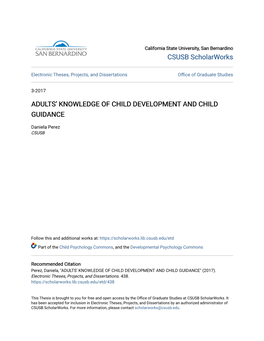 Adults' Knowledge of Child Development and Child