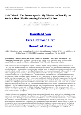 Ckln7 [Download Pdf Ebook] the Brown Agenda: My Mission to Clean up the World's Most Life- Threatening Pollution Online