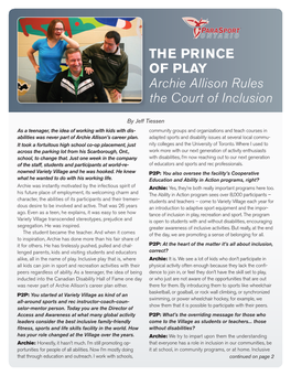 THE PRINCE of PLAY Archie Allison Rules the Court of Inclusion