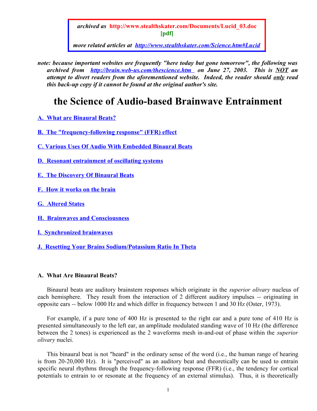 The Science of Audio-Based Brainwave Entrainment