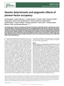 Genetic Determinants and Epigenetic Effects of Pioneer-Factor Occupancy