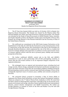 Chairmans Statement of 8Th East Asia Summit