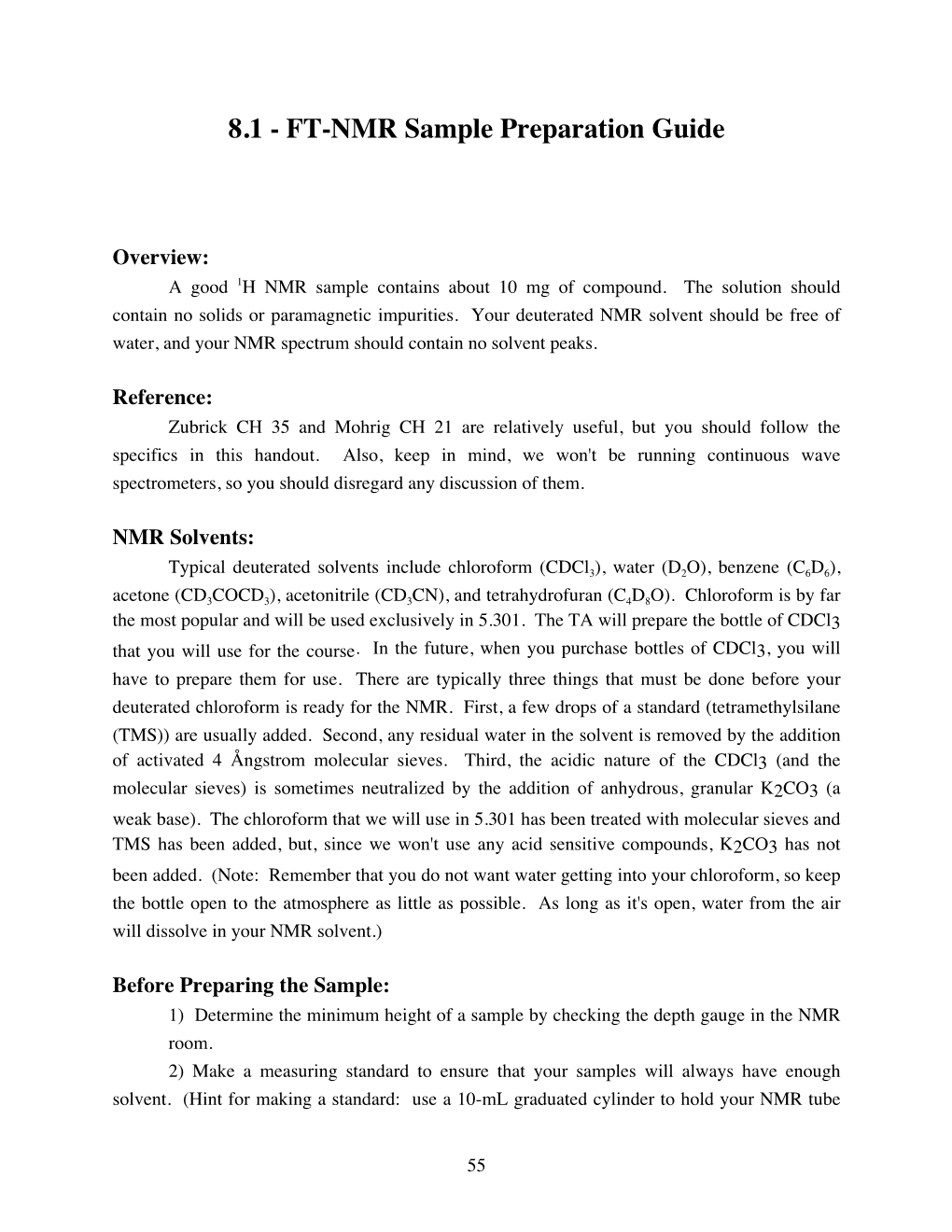 8.1 - FT-NMR Sample Preparation Guide