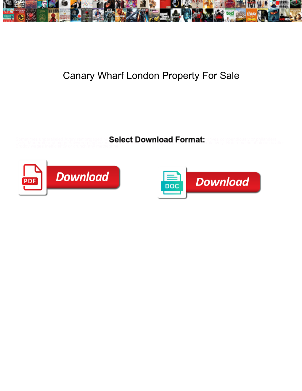 Canary Wharf London Property for Sale