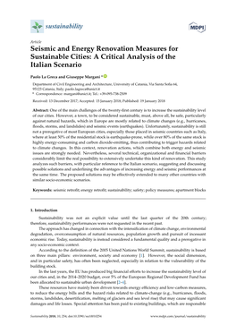 Seismic and Energy Renovation Measures for Sustainable Cities: a Critical Analysis of the Italian Scenario