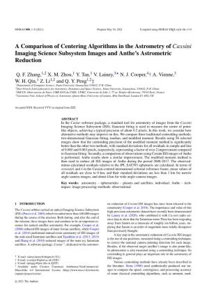 A Comparison of Centering Algorithms in the Astrometry of Cassini Imaging Science Subsystem Images and Anthe’S Astrometric Reduction