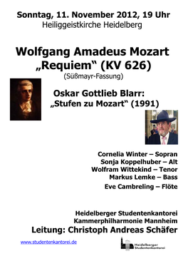 Wolfgang Amadeus Mozart „Requiem“ (KV 626) (Süßmayr-Fassung)