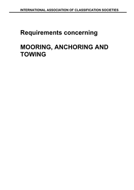 Requirements Concerning MOORING, ANCHORING and TOWING